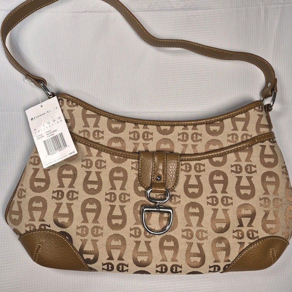 SOLD Vintage Etienne Aigner Logo Collection Tan Canvas Bag